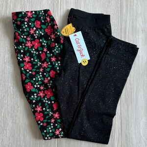 Cat & Jack Kids Floral and Black sparkle Legging Set
